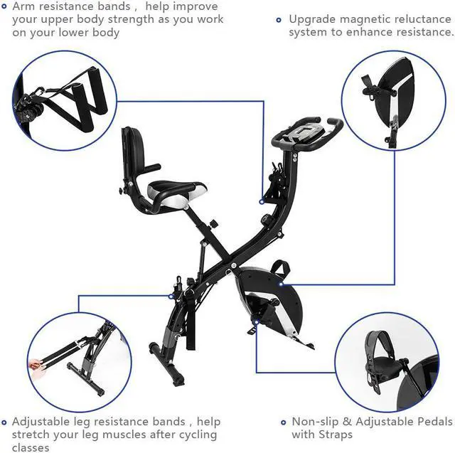 Alt view image 4 of 6 - 3 in 1 Portable Folding Exercise Bike Upright Fitness Bicycle for Indoor Fitness