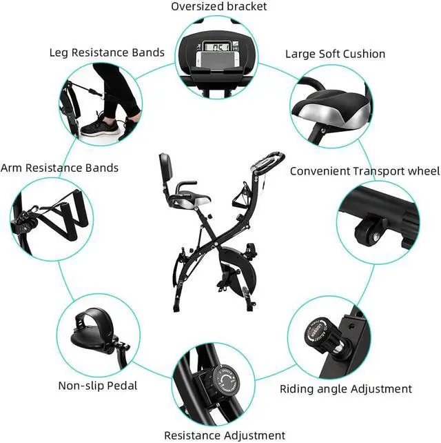 Alt view image 3 of 6 - 3 in 1 Portable Folding Exercise Bike Upright Fitness Bicycle for Indoor Fitness