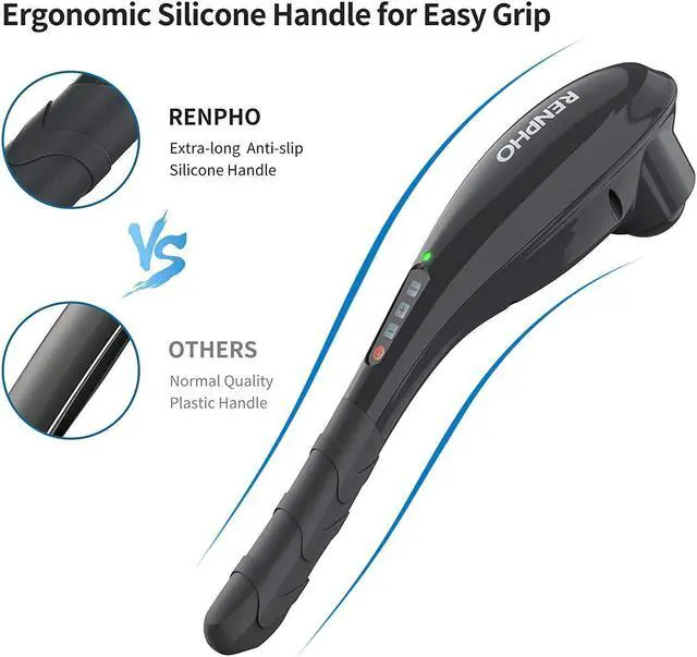 Alt view image 3 of 5 - RENPHO Rechargeable Hand Held Deep Tissue Massager for Muscles, Back, Foot, Neck, Shoulder, Leg, Calf Cordless Electric Percussion Body Massage with Portable Design, Black