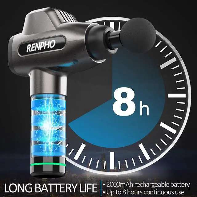 Alt view image 5 of 6 - Massage Gun, RENPHO C3 Deep Tissue Muscle Massager, Powerful Percussion Massager Handheld with Portable Case for Home Gym Workouts Equipment, Back Neck Shoulder Soreness Stiffness Knots Tension Relief
