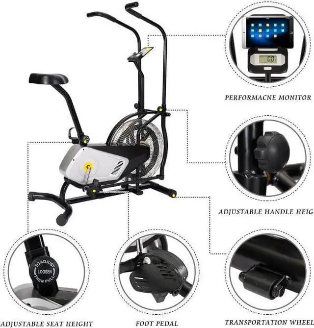 Alt view image 6 of 6 - Display Unlimite Resistance And Adjustable Seat Upright Air Bike Fan Exercise Bike
