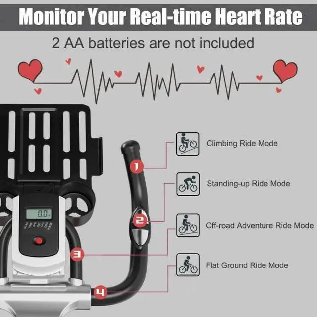 Alt view image 6 of 6 - Adjustable Stationary Silent Belt Exercise Bike With Electronic Display