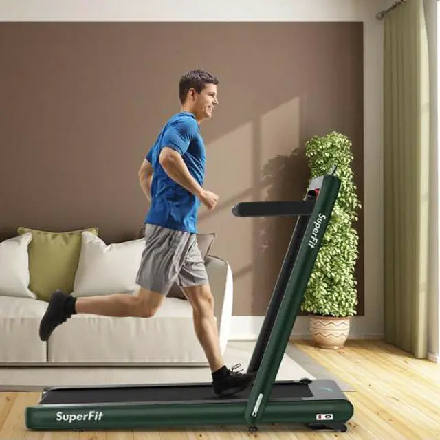 Alt view image 3 of 6 - 4.75HP 2 In 1 Folding Treadmill with Remote APP Control-Green