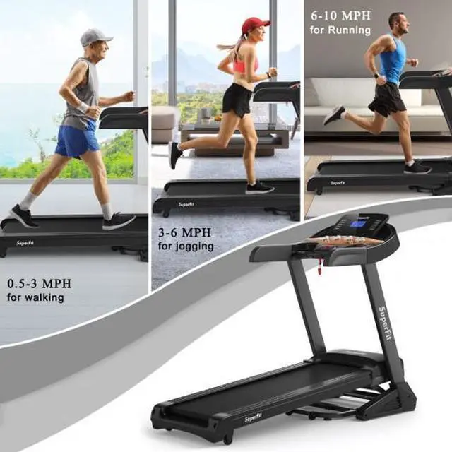 Alt view image 5 of 6 - 3.75HP Electric Folding Treadmill with Auto Incline 12 Program APP Control