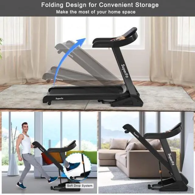 Alt view image 4 of 6 - 3.75HP Electric Folding Treadmill with Auto Incline 12 Program APP Control
