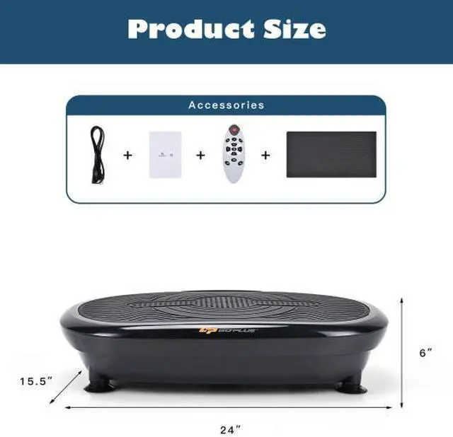 Alt view image 6 of 6 - Mini Vibration Body Fitness Platform with Loop Bands-Black