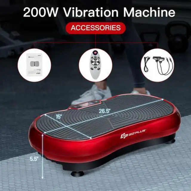Alt view image 3 of 6 - 3D Vibration Plate Fitness Machine with Remote Control-Red