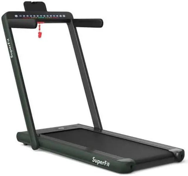 Alt view image 2 of 6 - 2-in-1 Electric Motorized Health and Fitness Folding Treadmill with Dual Display and Speaker-Green