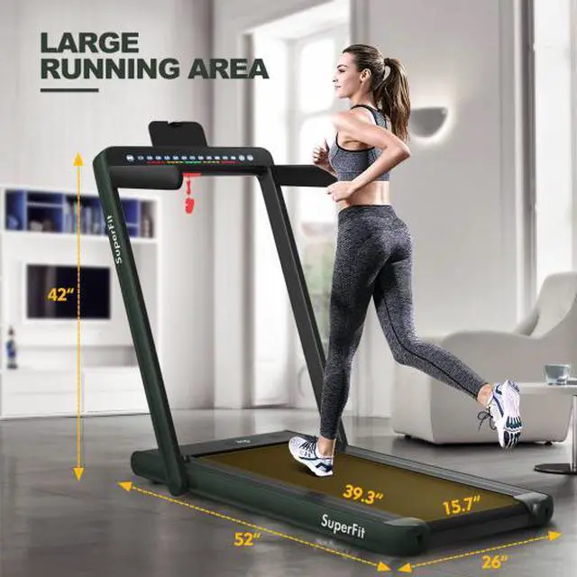 Alt view image 3 of 6 - 2-in-1 Electric Motorized Health and Fitness Folding Treadmill with Dual Display and Speaker-Green