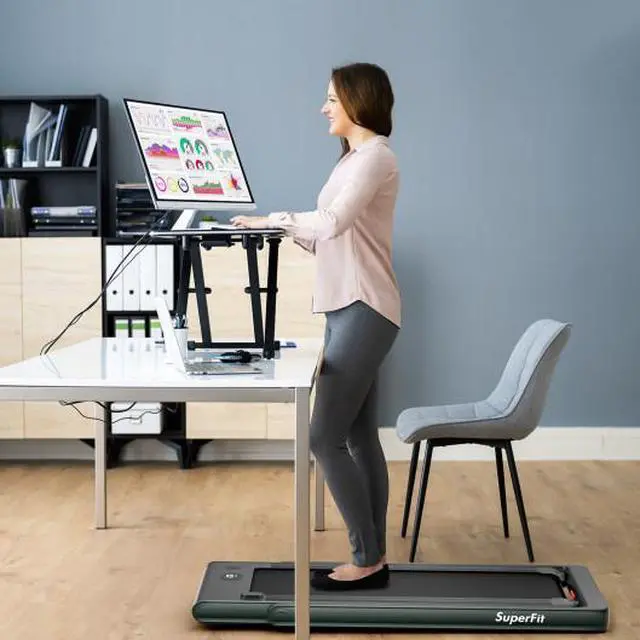 Alt view image 5 of 6 - 2-in-1 Electric Motorized Health and Fitness Folding Treadmill with Dual Display and Speaker-Green