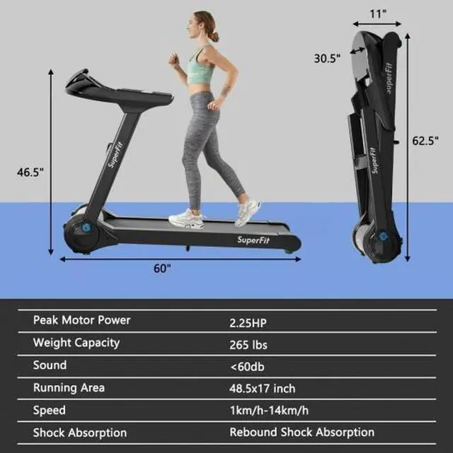 Alt view image 4 of 6 - 2.25HP Folding Treadmill with Bluetooth Speaker-Black