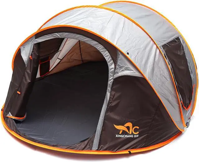 Main image of 5-8 Person Automatic Camping Tent Windproof Waterproof 2 Large Mesh Windows Family Tent Sunshade Canopy for All Seasons