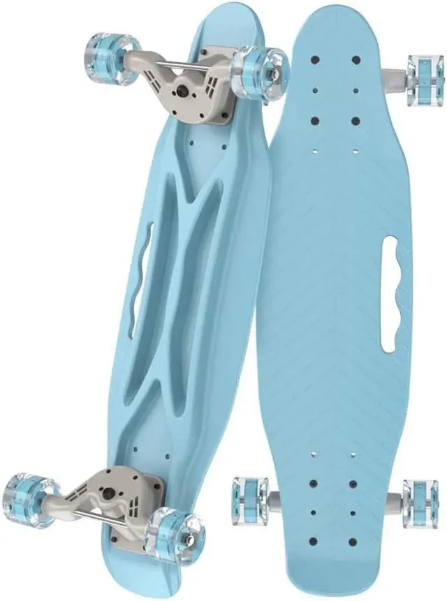 Main image of 23.2" Plastic Mini Skateboard;  with Bendable Deck and Smooth Colorful PU Wheels;  Cruiser Board for Kids Youth Beginners - Blue