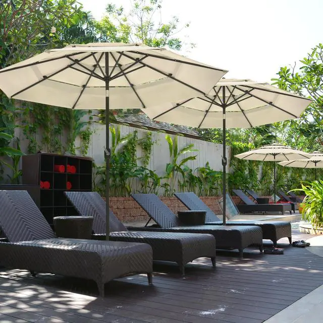 Alt view image 2 of 6 - outdoor furniture  9Ft 3-Tiers Patio Umbrella Beige