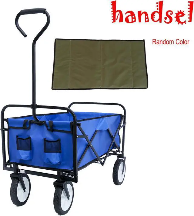 Alt view image 6 of 6 - Outdoor  Folding Wagon Garden , Large Capacity Folding Wagon Garden Shopping Beach Cart ,Heavy Duty Foldable Cart, for Outdoor Activities, Beaches, Parks, Camping (Blue)