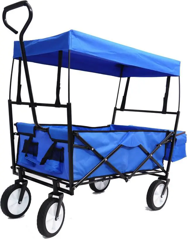 Alt view image 6 of 7 - Garden Shopping Beach Cart folding wagon (Blue)