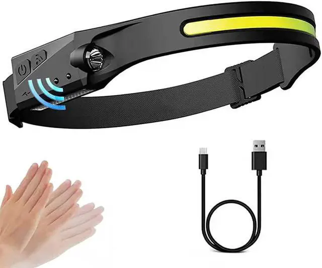 Alt view image 3 of 7 - LX200 350LM Wave Sensor Soft Strip COB+LED Headlamp 1200mAh 270° Wide Range 5 Light Modes Headlight Fishing Running Lamp