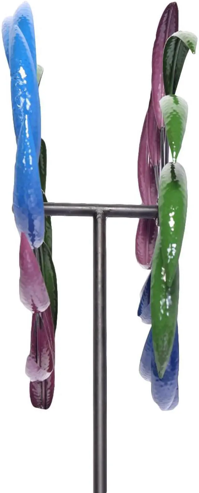 Alt view image 4 of 7 - The Original Rainbow Wind Spinner;  Decorative Lawn Ornament Wind Mill; Tri-Colored Kinetic Garden Spinner -Outdoor Yard Lawn & Garden Rainbow windmill XH