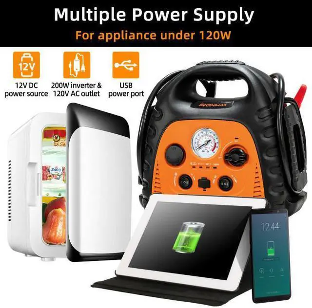 Alt view image 5 of 7 - 22000mAH Jump Starter Portable Power Station Air Compressor with LED Light