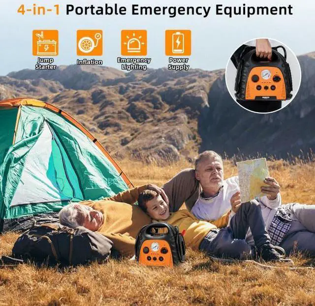 Alt view image 6 of 7 - 22000mAH Jump Starter Portable Power Station Air Compressor with LED Light