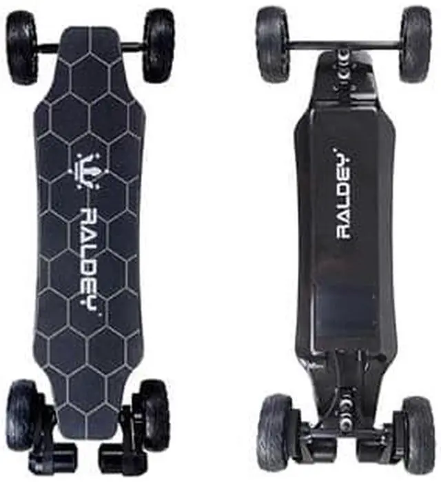 Main image of Raldey Electric Skateboard All Terrain Longboards With Remote,28mph Top Speed,1500w Dual Belt Motor, 19 Miles Range, Suitable For Adults Teens, Carbon Board, At V.2