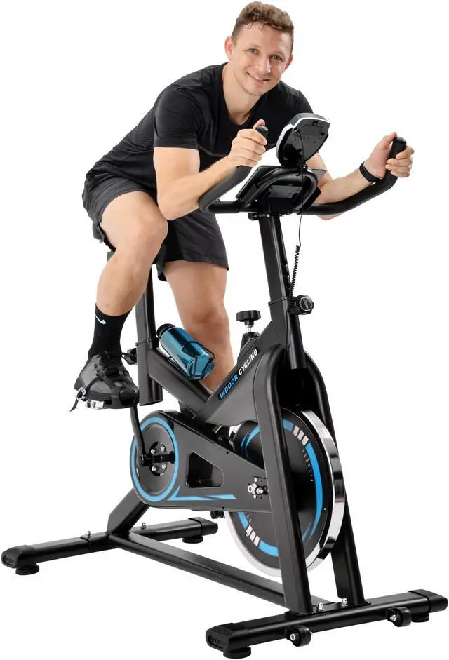 Main image of Chromed Flywheel Silent Belt Drive Indoor Cycle Bike, Three - piece crank set, The large LCD display shows time, distance, calories and speed, Custom Fit