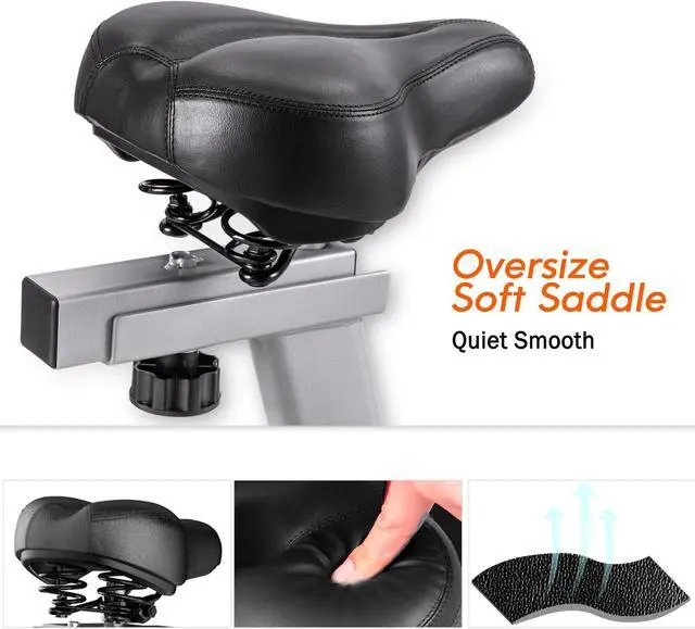 Alt view image 5 of 6 - Indoor Cycling Bike Stationary, Belt Driven Smooth Exercise Bike with Oversize Soft Saddle and LCD Monitor MS192377AAE