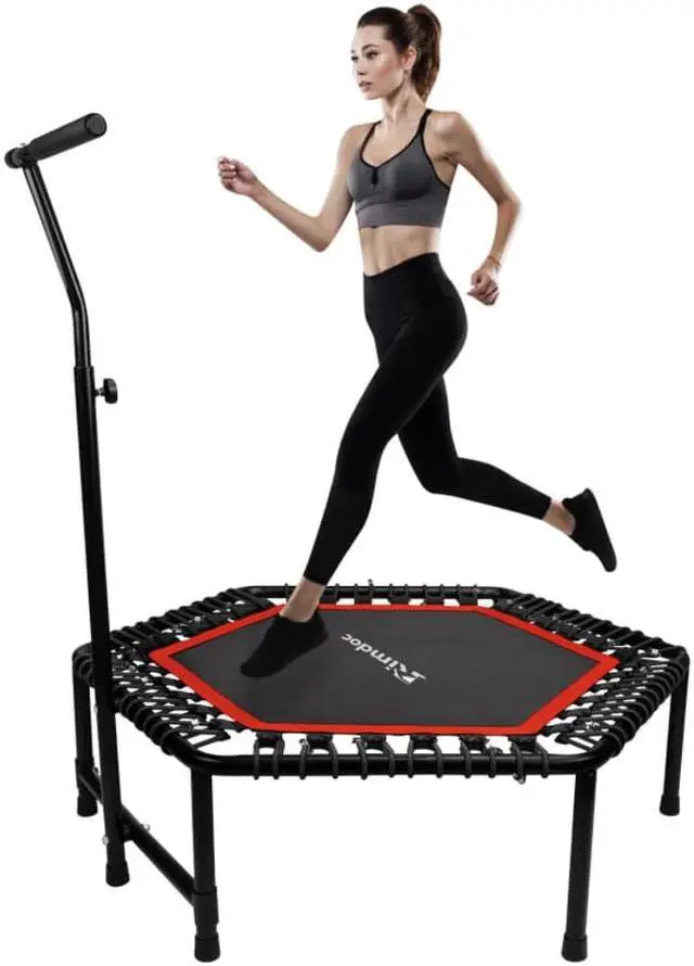 Alt view image 3 of 7 - 48" Foldable Mini Trampoline Fitness Rebounder with Adjustable Foam Handle Exercise Trampoline for Adults Indoor