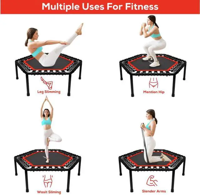 Alt view image 5 of 7 - 48" Foldable Mini Trampoline Fitness Rebounder with Adjustable Foam Handle Exercise Trampoline for Adults Indoor