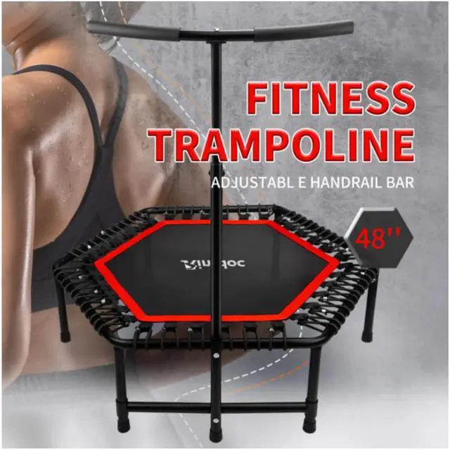 Main image of 48" Foldable Mini Trampoline Fitness Rebounder with Adjustable Foam Handle Exercise Trampoline for Adults Indoor