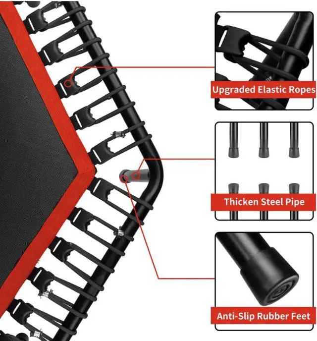 Alt view image 7 of 7 - 48" Foldable Mini Trampoline Fitness Rebounder with Adjustable Foam Handle Exercise Trampoline for Adults Indoor