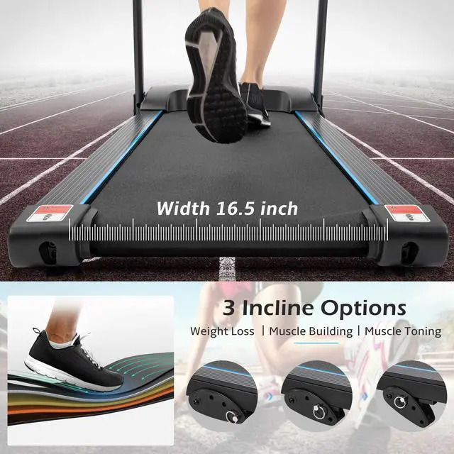 Alt view image 5 of 6 - Electric Motorized Treadmill with Audio Speakers, Max. 10 MPH and Incline for Home Gym AL