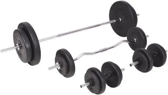 Alt view image 2 of 6 - Barbell and Dumbbell Set 198.4 lb
