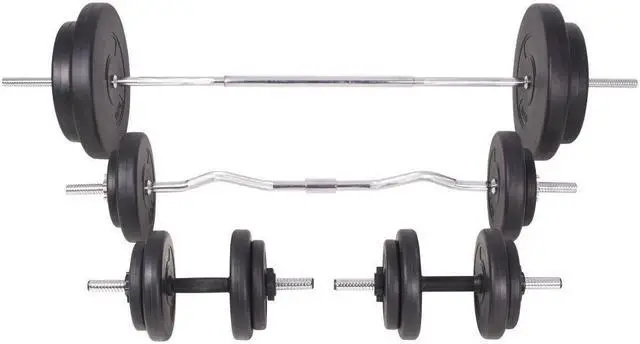 Alt view image 3 of 6 - Barbell and Dumbbell Set 198.4 lb