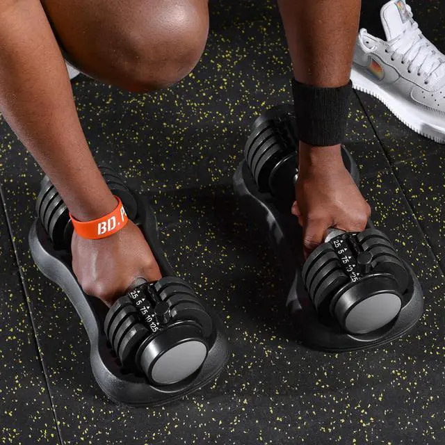 Main image of Pair of 12.5 Lbs Adjustable Dumbbell with Handle and Weight Plate for Home Gym black RT