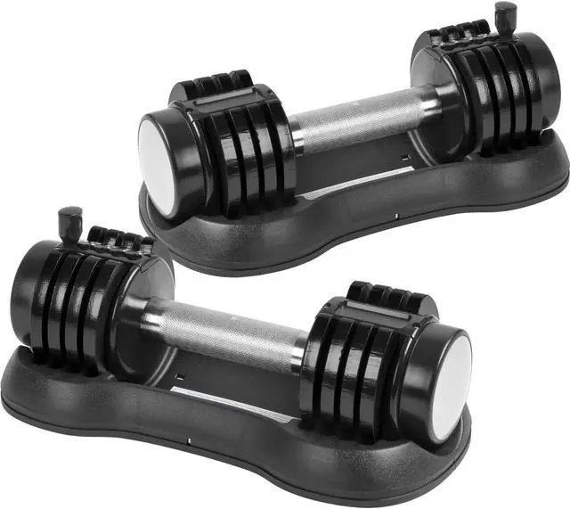 Alt view image 2 of 6 - Pair of 12.5 Lbs Adjustable Dumbbell with Handle and Weight Plate for Home Gym black RT