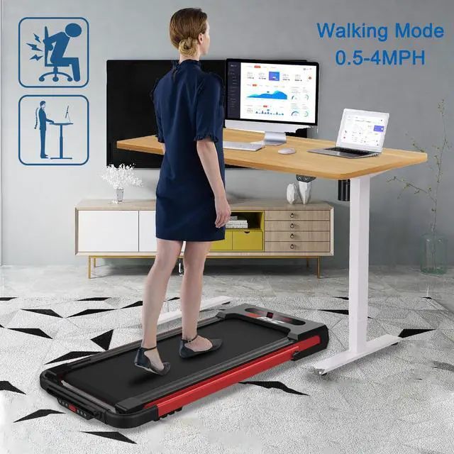 Alt view image 5 of 6 - 2 in 1 Under Desk Treadmill for Home, Installation-Free Foldable Treadmill Compact Electric Running Machine, Remote Control & LED Display Walking Running Jogging