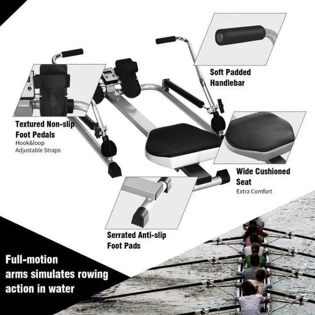 Alt view image 4 of 6 - Adjustable Double Hydraulic Resistance Rowing Exercise  Fitness Machine