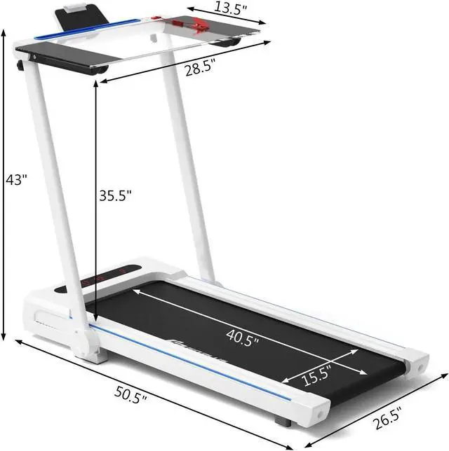 Alt view image 2 of 6 - 2.25HP Folding Treadmill Running Machine with Table Speaker Remote