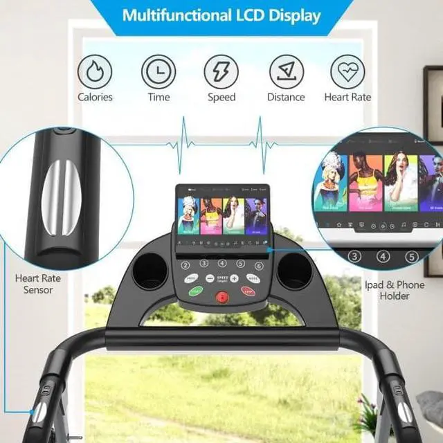 Alt view image 4 of 6 - Compact Electric Folding Running and Fitness Treadmill with LED Display