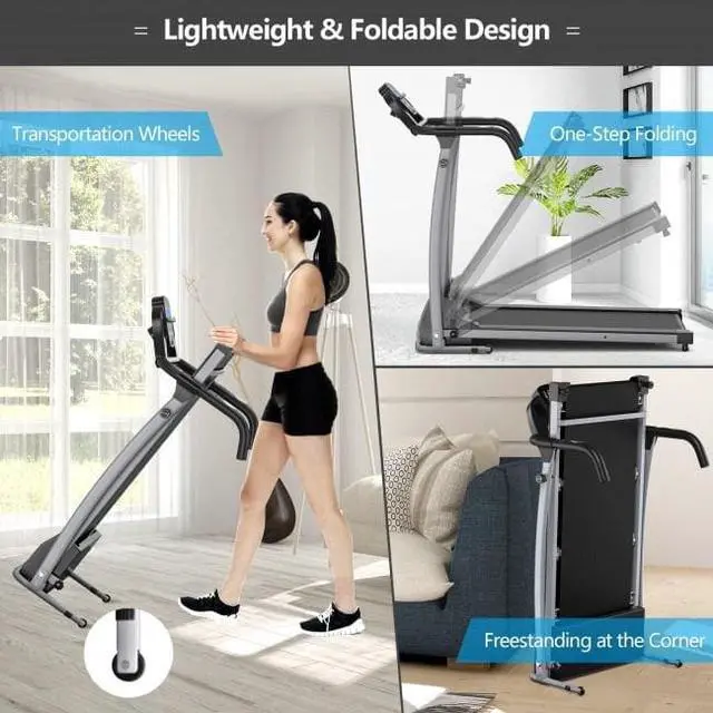 Alt view image 5 of 6 - Compact Electric Folding Running and Fitness Treadmill with LED Display