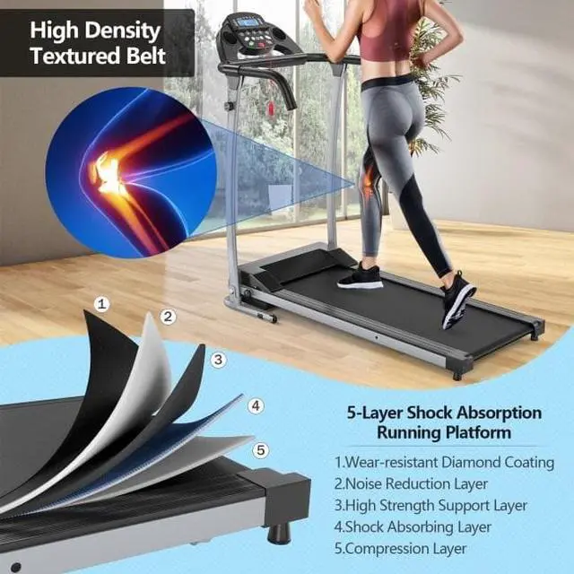 Alt view image 3 of 6 - Compact Electric Folding Running and Fitness Treadmill with LED Display