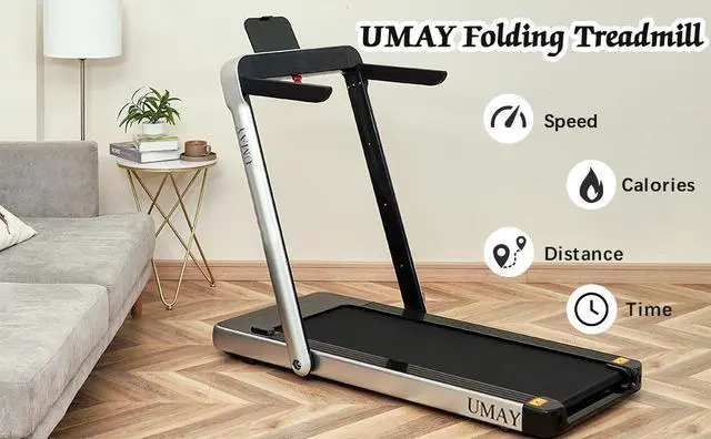 Alt view image 2 of 6 - Folding Treadmill for Home with 4 inch LCD Display; 2.0 HP Motorized Running Machine with SPAX APP Control Bluetooth Speaker & phone Holder; Capacity 198