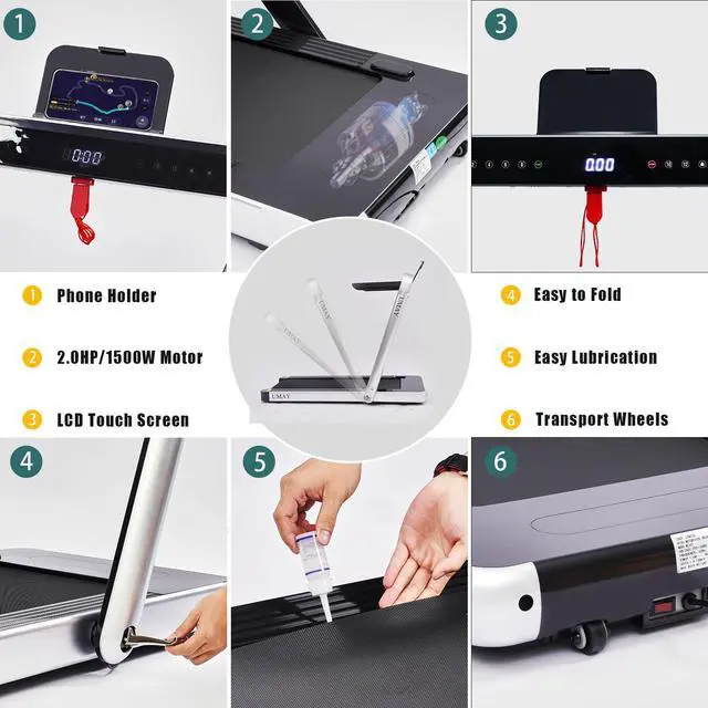 Alt view image 4 of 6 - Folding Treadmill for Home with 4 inch LCD Display; 2.0 HP Motorized Running Machine with SPAX APP Control Bluetooth Speaker & phone Holder; Capacity 198