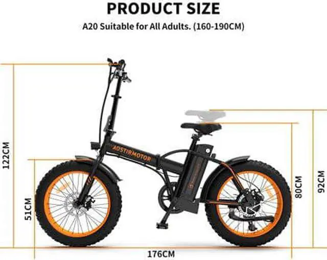 Alt view image 3 of 6 - AOSTIRMOTOR A20 Folding Electric Bicycle 500W Motor 20" Fat Tire With 36V/13Ah Li-Battery RT