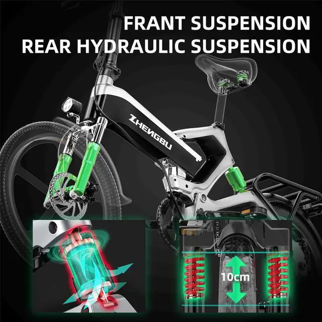 Alt view image 4 of 6 - 20'K6 Electric Bike for Adults,Ebike with 500W Motor 48V 10AH/12.8Ah Battery, E Bikes Shimano 7-Speed and Dual Shock Absorber Folding Electric Road Bicycle for Urban Commuting