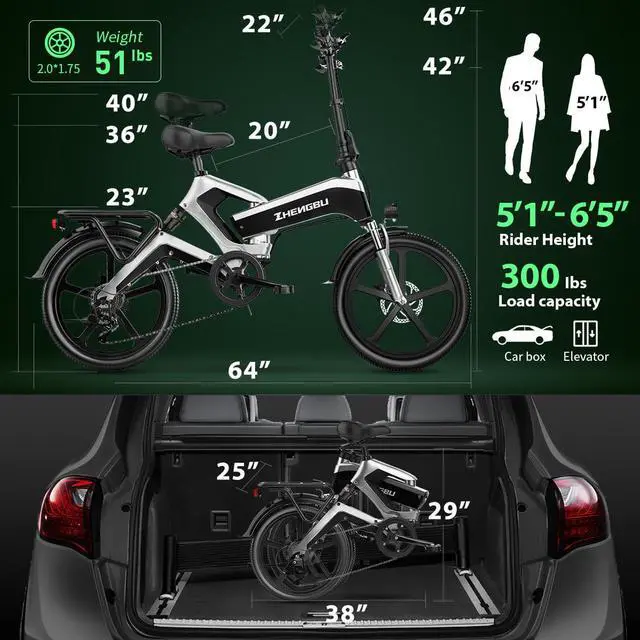 Alt view image 6 of 6 - 20'K6 Electric Bike for Adults,Ebike with 500W Motor 48V 10AH/12.8Ah Battery, E Bikes Shimano 7-Speed and Dual Shock Absorber Folding Electric Road Bicycle for Urban Commuting