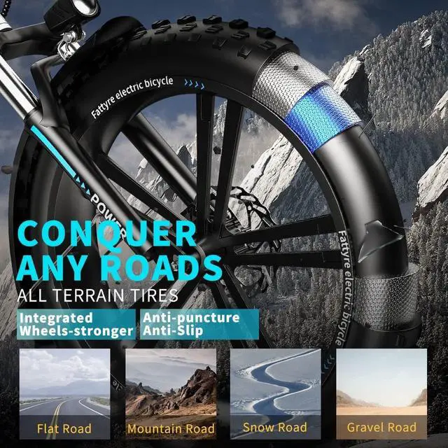 Alt view image 6 of 6 - Auloor 20H1F 750W Foldable Electric Bike for Adults with 20'x4'Fat Tire,E Bikes MTB with LG 48V 12.8Ah Battery Shimano 7-Speed Ebike