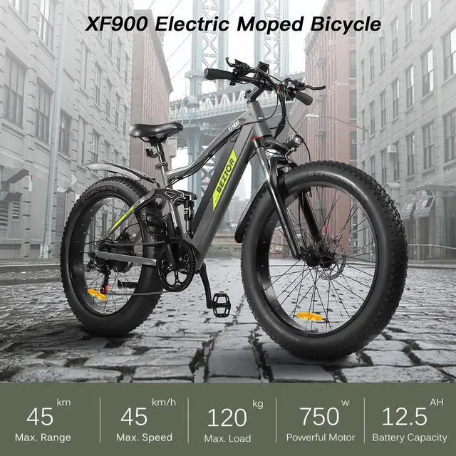 Alt view image 6 of 6 - 26 Inch Electric Bike with Fat Tire 48V 12.5AH 750W Power Assist Electric Bicycle with 45km/h Max.Speed 35-37km Pure Electric Range