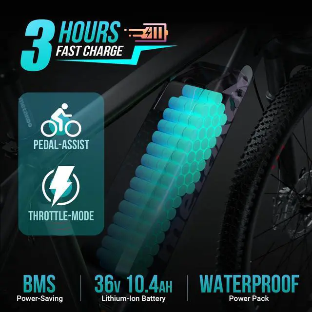 Alt view image 3 of 7 - 350W Trails Outdoors Electric Mountain Bike